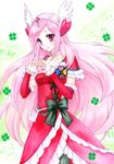  6kusa bad_id bad_pixiv_id choker clover collar cure_passion detached_sleeves dress four-leaf_clover fresh_precure! frills hair_ornament head_wings heart heart_hair_ornament heart_hands higashi_setsuna long_hair magical_girl pantyhose pink_eyes pink_hair precure ribbon solo white_choker 