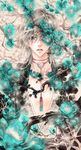  aqua_eyes flower highres jewelry lee_sun_young male_focus necklace original solo 