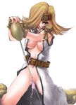  1girl ball_gag belt blonde_hair blush boku_to_maou boots breasts crotch_rub dildo gag gloves hair_over_one_eye kneeling masturbation navel nipple_slip nipples no_bra no_panties object_insertion okage_shadow_king open_clothes pussy_juice rosaly rosalyn saliva short_hair solo spread_legs sweat sword tears thighs vaginal vaginal_object_insertion weapon wet_pussy white_background 