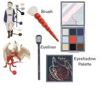  2girls character_name chimera clawed_wings claws color_guide dragon_claw dungeon_meshi eyeliner falin_touden falin_touden_(chimera) falin_touden_(tallman) full_body hand_mirror highres makeup makeup_brush makeup_palette mirror monster_girl multiple_girls sabertoon_artt simple_background white_background 