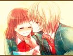  1girl bad_id bad_pixiv_id blonde_hair blush closed_eyes couple flustered glasses hetero kiss nanami_haruka orange_hair samako school_uniform shinomiya_natsuki short_hair uta_no_prince-sama 