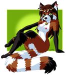  anklet anthro breasts ear_piercing ear_tuft ear_tufts earring female fur green_eyes jewelry mammal necklace nipples nude piercing pinup plain_background pose pussy red_panda sitting solo transparent_background tuft zenia 