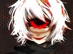  1girl cyclops face highres looking_at_viewer marimoto_tanishi one-eyed red_eyes sabitsuki short_hair smirk solo white_hair 