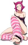  animal_ears annie_hastur breasts cleavage derivative_work feet full_body league_of_legends medium_breasts older smile solo third-party_edit 