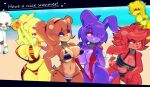 3d_(artwork) animatronic anthro areola areola_slip avian bandage bandaged_arm beach bear big_breasts bikini bird black_hairband blonde_hair blue_eyes blue_eyeshadow blurred_background bonfie_(cryptiacurves) bonnie_(fnaf) breasts brown_body brown_hair buckteeth canid canine chica_(fnaf) chicken chiku_(cryptiacurves) cleavage clothed clothing crossgender cryptiacurves day digital_media_(artwork) english_text eyeshadow fangs feathers female fexa_(cryptiacurves) five_nights_at_freddy&#039;s five_nights_at_freddy&#039;s_2 fox foxy_(fnaf) freddy_(fnaf) fredina&#039;s_nightclub frenni_(cryptiacurves) fur galliform gallus_(genus) golden_freddy_(fnaf) grin group hair hair_over_eye hand_on_hip hand_on_shoulder hi_res humanoid lagomorph leporid long_hair looking_at_another machine makeup mammal marie_(cryptiacurves) marionette_(fnaf) mtf_crossgender non-mammal_breasts one-piece_swimsuit pattern_bikini pattern_clothing pattern_swimwear phasianid pink_eyeshadow ponytail purple_body purple_eyes purple_hair rabbit red_body red_eyes red_fur red_hair robot robot_anthro scottgames short_hair side-tie_bikini sling_bikini smile smiling_at_another string_bikini striped_bikini striped_clothing striped_swimwear stripes summer swimwear tail teeth text thick_thighs tied_hair two-piece_swimsuit type_0_(cryptiacurves) wide_hips yellow_body yellow_feathers