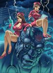  bad_id bad_pixiv_id breasts brown_hair cleavage clipboard cloud copyright_request crack crossed_legs demon doctor fangs glasses gloves glowing hat high_heels horns impossible_clothes impossible_shirt large_breasts latex legs lightning lips long_hair long_legs multiple_girls nurse nurse_cap oni oversized_object petrification pointy_ears purple_eyes school shirt shoes short_hair sitting stamp stethoscope stone syringe thighhighs thighs tottorimegane transformation 