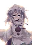  crying crying_with_eyes_open japanese_clothes kariginu mononobe_no_futo no_hat no_headwear purple_eyes silver_hair solo tears touhou upper_body yetworldview_kaze 