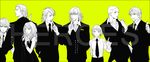  6+boys antonio_lopez barnaby_brooks_jr facial_hair formal green_eyes huang_baoling ivan_karelin kaburagi_t_kotetsu karina_lyle keith_goodman long_hair multiple_boys multiple_girls nathan_seymour necktie oto_(phenomenon) pant_suit short_hair spot_color stubble suit tiger_&amp;_bunny 