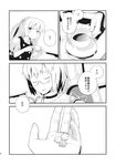  1girl braid comic cup glasses greyscale highres kirisame_marisa monochrome morichika_rinnosuke ooide_chousuke teacup touhou translated 