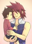  2boys age_difference akagi_haruna akaki brown_eyes brown_hair child father_and_son kratos_aurion lloyd_irving multiple_boys red_eyes red_hair short_hair spiked_hair spiky_hair tales_of_(series) tales_of_symphonia 