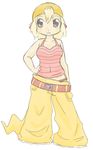  blonde_hair gijinka hat personification pokemon red_panties scraggy tail yellow_pants 