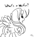  black_and_white butt cutie_mark dialog dialogue english_text equine female feral fluttershy_(mlp) friendship_is_magic hasbro looking_at_viewer mammal monochrome my_little_pony na&#239;ve pegasus plain_background solo tanmansmantan text white_background wings 
