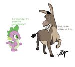  crossover dialogue diegotan donkey dt equine friendship_is_magic hasbro horse my_little_pony plain_background shrek transparent_background 