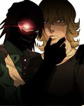  aoinekonome bad_id bad_pixiv_id barnaby_brooks_jr blonde_hair dark_persona ebitetsu glowing glowing_eye green_eyes jewelry kaburagi_t_kotetsu male_focus mask multiple_boys necklace necktie no_eyewear silhouette spoilers tiger_&amp;_bunny vest waistcoat 