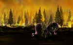  bloodshot_eyes blue_eyes dcpip equine female feral fire fluttershy_(mlp) forest forest_fire friendship_is_magic hasbro mammal my_little_pony pegasus solo tree wallpaper wings wood 