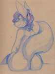  female fox looking_back mammal plain_background pmoss pmoss_(character) sketch solo tail 