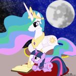  alicorn crown cutie_mark equine female feral friendship_is_magic hair hasbro horn horse invidlord mammal mare_in_the_moon mare_in_the_moon_(mlp) moon my_little_pony pegacorn princess_celestia_(mlp) tail twilight_sparkle_(mlp) unicorn winged_unicorn wings 