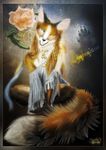  canine dreamcatcher female flower fox heterochromia looking_at_viewer mammal mearu sitting solo swagtail 
