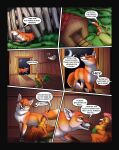  absurd_res avian beak bird canid canine chicken dialogue dipstick_tail duo english_text feral fox fur galliform gallus_(genus) hi_res male mammal markings orange_body orange_fur phasianid quadruped raptorroper speech_bubble tail tail_markings text 