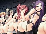  4girls cahins censored chains garter_belt lowres multiple_girls niplees nipples panties rope slave underwear 