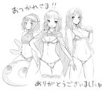  3girls barbariccia bikini bra character_request cloak color_(artist) female final_fantasy final_fantasy_iv gensou_suikoden gensou_suikoden_ii hairband jewelry kara_(color) lingerie long_hair midriff monochrome multiple_girls necklace open_mouth panties panty_pull short_hair sierra_mikain suikoden suikoden_ii swimsuit thighhighs tiara underwear wristband 