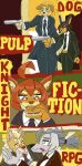 2025 ambiguous_gender anthro asfri013 bird_dog blush borzoi breasts canid canine canis clothed clothed_anthro clothed_female clothing digital_drawing_(artwork) digital_media_(artwork) dobermann dog_knight_rpg domestic_dog duo eating eating_sandwich english_description english_text female female_(lore) food golden_retriever gun hair handgun herding_dog hi_res holding_gun holding_handgun holding_object holding_pistol holding_ranged_weapon holding_weapon hunting_dog jeane_(ceehaz) maci_(ceehaz) mammal necktie nix_(ceehaz) orinette_(ceehaz) pastoral_dog pinscher pistol pomeranian pulp_fiction ranged_weapon retriever rory_(ceehaz) sandwich_(food) sighthound solo spitz suit text weapon welsh_corgi