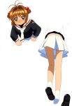  ai-generated cardcaptor_sakura daidouji_tomoyo glory_wall highres kinomoto_sakura kirihyara kneepits stuck through_wall voyeurism 