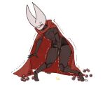 accident anthro arthropod bibarel_rei black_body blush bodily_fluids cape clothing embarrassed female female_peeing genital_fluids hand_on_crotch hi_res hollow_knight:_silksong hollow_knight_(franchise) hornet_(hollow_knight) insect knock-kneed omorashi one_eye_closed peeing peeing_on_ground shaking shivering simple_background solo struggling team_cherry urine urine_on_ground urine_stream watersports wetting white_background yellow_urine