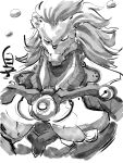  1boy adversarial_noise artist_name banyue_(zenless_zone_zero) commentary_request greyscale highres long_hair looking_at_viewer male_focus monochrome orb robot_boy shirako_(kirupi) signature white_background zenless_zone_zero 
