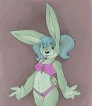  candice female fur green green_fur lagomorph mammal panties pigtails pmoss rabbit solo tongue underwear zipper 