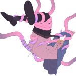  1boy abs absurdres after_anal arms_up bar_censor bare_pectorals beard_stubble belt black_pants black_shoes black_socks blonde_hair blue_shirt blush bound bound_arms bound_legs brown_belt censored clenched_teeth closed_eyes clothes_pull collared_shirt crying cum cum_in_ass cum_on_male cum_on_self cum_string cumdrip curly_eyebrows dress_shoes drooling facial_hair frown furrowed_brow hair_over_one_eye highres komashi legs_up long_sleeves male_focus nipples one_piece open_belt open_clothes open_shirt pants pants_pull parted_bangs pectorals penis_tentacle raised_inner_eyebrows rape ribbed_socks saliva sanji_(one_piece) shirt shoes short_hair signature simple_background snot snot_trail socks solo stubble suspension tears teeth tentacles tentacles_on_male toned toned_male twitching veins veiny_tentacles white_background 