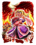  fang fesserst fire head looking_up mizuhashi_parsee smoke solo tears touhou 