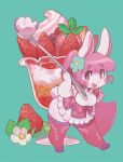 absurd_res accessory anthro asian_clothing berry blue_background bow_ribbon breasts chao_pyon_pyon clothing cutlery dairy_products dress east_asian_clothing eyelashes female flower flower_in_hair food frilly frilly_clothing fruit fur hair hair_accessory hi_res holding_object kaeritai07 kitchen_utensils lagomorph legwear leporid mammal open_mouth parfait_(dessert) pink_body pink_clothing pink_dress pink_eyes pink_fur pink_hair pink_legwear pink_thigh_highs plant rabbit redraw rosy_cheeks simple_background smaller_version_at_source solo spoon strawberry tail thick_thighs thigh_highs tools whipped_cream
