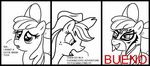  applebloom_(mlp) applejack_(mlp) black_and_white bueno comic cub equine female feral friendship_is_magic hasbro horse madmax mammal mask monochrome my_little_pony pony sibling sisters young 