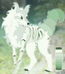 4_legs ambiguous_gender bone canid canine canis cloudy_hyena feral green_body green_eyes hi_res looking_aside male mammal model_sheet oliver(cloudy_hyena) skeleton skull skull_head solo wolf