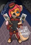 anthro broken_condom card chastity_cage chastity_device clothing condom cuff_(restraint) handcuffs herpestid hi_res male mammal metal_cuffs mongoose naughty_face pesdets playing_card restraints room_service sexual_barrier_device solo split_(pesdets) tongue tongue_out uniform