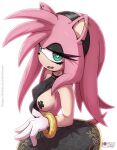 alternative_fashion amy_rose bracelet breasts clothing collar ear_piercing ear_ring eulipotyphlan eyelashes female fingers gloves goth hair handwear heart_eyes heart_symbol hedgehog hi_res jewelry looking_at_viewer mammal multicolored_body nipple_tape open_mouth pasties piercing pink_hair pupils rilex_lenov ring_piercing sega simple_background smile solo sonic_the_hedgehog_(series) spiked_collar spikes tape