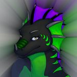  black_dragon body_markings crome darkgem dragon eyebrows headshot_portrait horn looking_at_viewer male markings portrait scalie simple_background solo yellow_eyes 