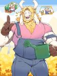 anthro asgore_dreemurr barazoku bear beard blonde_hair blue_bottomwear blue_clothing blue_pants blue_sky bottomwear bovid brown_clothing brown_gloves brown_handwear caprine clothing cloud digital_drawing_(artwork) digital_media_(artwork) digital_painting_(artwork) eyebrows eyes_closed facial_hair fence flower front_view fur gardener gesture gloves goat hair hand_gesture handwear heart_symbol horn long_ears male mammal muscular muscular_anthro muscular_arms muscular_male muscular_thighs mustache neck_tuft painting_(artwork) pants pecs pink_clothing pink_shirt pink_topwear plant plant_pot pointing pointing_up potted_plant pottery shirt shovel shrub signature sky smile solo standing sun thick_eyebrows tools topwear tuft undertale_(series) unknown_artist vase watering_can yellow_body yellow_flower yellow_fur