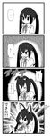  4koma animal_ears cat_ears comic greyscale highres k-on! long_hair monochrome nakano_azusa nana_me revision school_uniform sweat transformation translated trembling twintails 