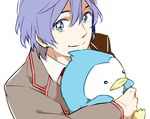  animal bad_id bad_pixiv_id bird blue_hair green_eyes holding kokomi male_focus mawaru_penguindrum penguin penguin_2-gou smile takakura_shouma 