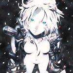  blue_eyes breasts copyright_request cyborg from_above iwai_ryou looking_at_viewer medium_breasts navel nude short_hair solo tube white_hair 