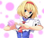  :d alice_margatroid blonde_hair blue_eyes blush capelet face hands heart heart_hands kasuka open_mouth short_hair smile solo touhou upper_body 