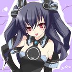  :p alternate_breast_size bare_shoulders black_hair blush breasts character_name elbow_gloves gloves hair_ornament hair_ribbon hand_on_hip heart long_hair medium_breasts neptune_(series) red_eyes ribbon solo sys.ao tongue tongue_out two_side_up uni_(choujigen_game_neptune) 