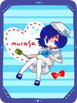  aqua_eyes blue_hair chibi hat heart hishaku mary_janes murasa_minamitsu sailor sailor_hat shoes shorts solo thighhighs touhou white_legwear yutsuka_(amyucca) 