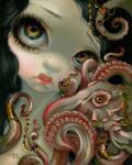  ambiguous_gender black_hair cephalopod coleoid duo eyebrows eyelashes female feral formal_art gem hair horizontal_pupils human jasmine_becket-griffith jewelry lips long_hair makeup mammal marine mollusk multicolored_eyes octopodiform octopus painting_(artwork) pale_skin pink_body pink_skin pupils round_nose suction_cup suction_cup_(anatomy) tentacles thick_lips thin_eyebrows traditional_media_(artwork) traditional_painting_(artwork) 