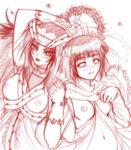  2girls blush breasts chiba_toshirou choker dress flower gloves hand_holding hyuuga_hinata long_hair monochrome multiple_girls naruto navel nipples short_hair sketch topless wedding_dress yuri yuuhi_kurenai 