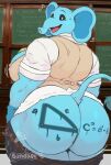 anthro barazoku big_butt bottomwear bottomwear_down bubba_bubbaphant bubble_butt butt cafeaubandage clothed clothing elephant elephantid looking_at_viewer male mammal math mob_entertainment pants pants_down partially_clothed pecs poppy_playtime proboscidean professor smiling_critters solo unprofessional_behavior