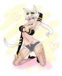  animal_ears armpit armpits bare_shoulders breasts cat_ears elbow_gloves female gloves hair_ornament kaiten_muten-maru kaiten_muten_maru ponytail shamu_meruruusa solo sunglasses white_hair 