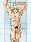  abs chest foreskin male male_focus muscle nude pecs penis solo wet yaoi 